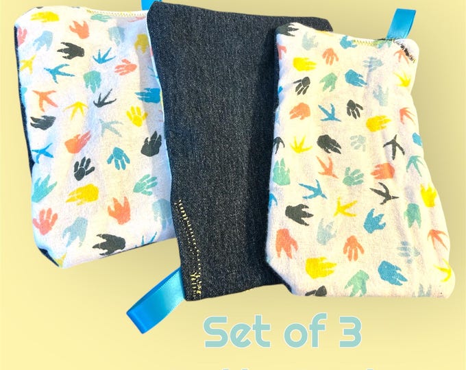 Set of Potty Pad Liners for Small Animals, denim & cotton with a loop