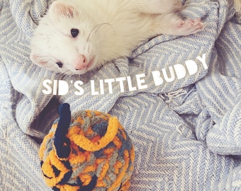 Crocheted Ferret Toy: Ball with Feathers and Bells