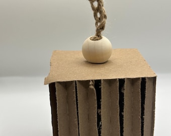 Cardboard Cube Enrichment Toy for Small Animals, natural, safe, hours of shredding fun