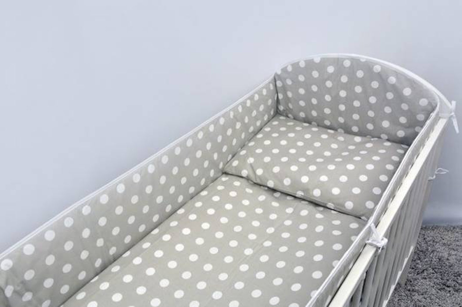 Toddler bed bumper / XL Baby bed bumper 360 x 30 cm / Grey Etsy