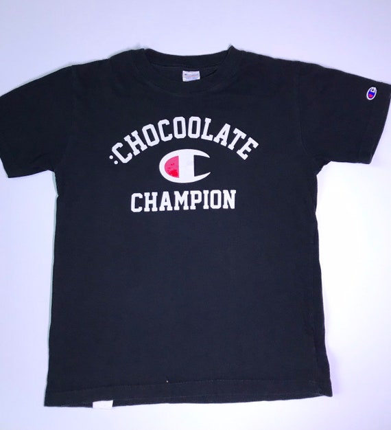 pink and blue champion shirt