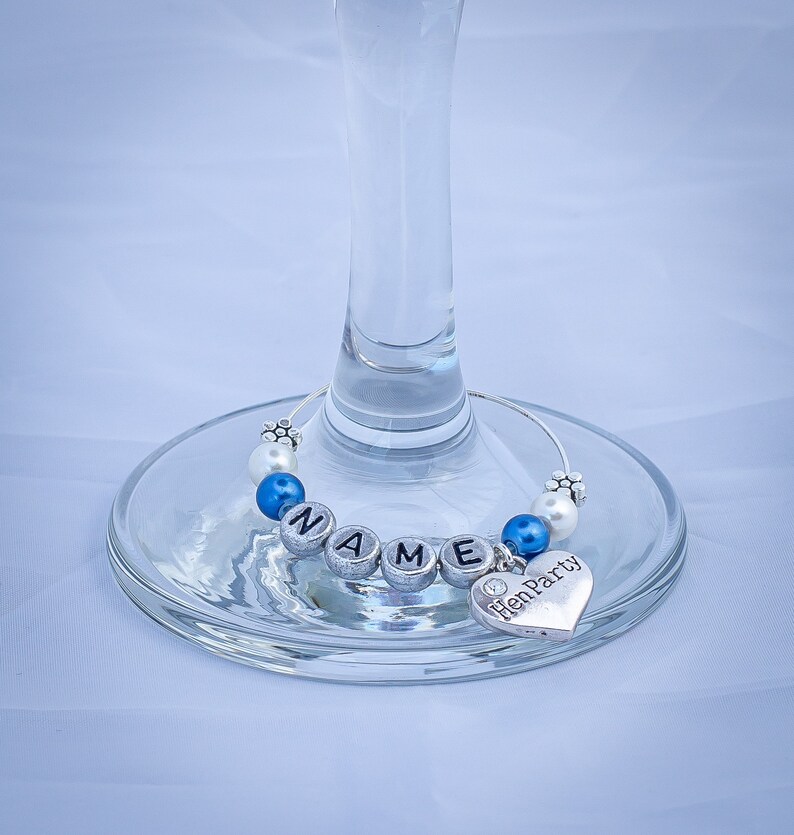 Hen Party Wine Glass Charms Personalised // Bachelorette Etsy