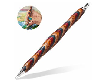 Handmade Rainbow Wood Diamond Painting Pen with Metal Tips