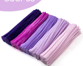 500 Purple Pipe Cleaners, Chenille Stems, DIY Craft Supplies