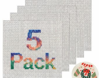 Mono Stiffened Deluxe Needlepoint Canvas, Multi size,5 pack 13-Mesh 18-Mesh White Cross Stitch Embroidery Blank White Cloth