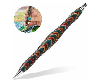 Handmade Rainbow Wood Diamond Painting Pen with Metal Tips