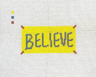 believe flag- printed needlepoint canvas