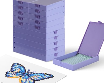 Light Violet Stackable Diamond Art Tray with Lid, Bead Storage