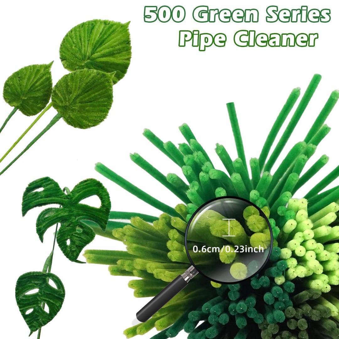 Caydo 100 pezzi di scovolini verde scuro, forniture per mestieri, steli di chenille flessibili per progetti di artigianato fai-da-te e decorazione, 6 mm x 30cm