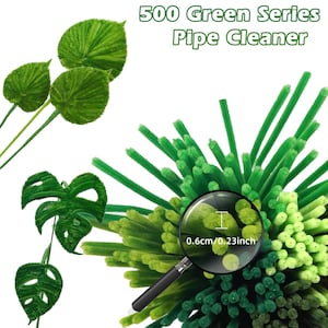 500pcs Pipe Cleaners,7 Assorted Colors Green Pipe Cleaners Craft, Christmas Pipe Cleaners for Crafts, Chenille Stems Art and Craft Supplies