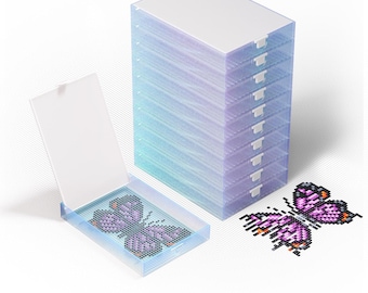 Cateared Trabricks, Stackable Diamond Painting Trays With Lids, Craft and Bead Storage Containers for Jewelry Makers and Beaders