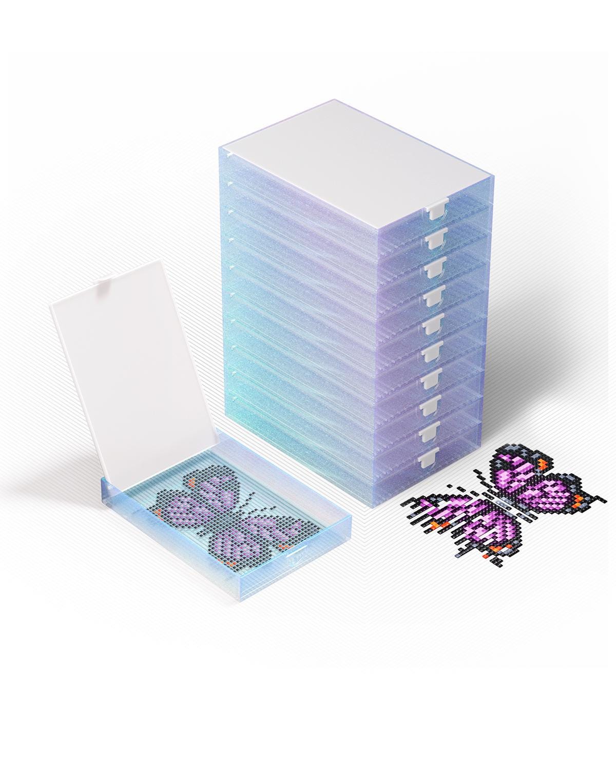 Cateared Trabricks, Stackable Diamond Painting Trays With Lids