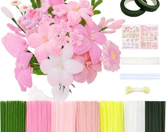 Pink Chenille Stems, 500 Craft Pipe Cleaners, DIY Art Supplies