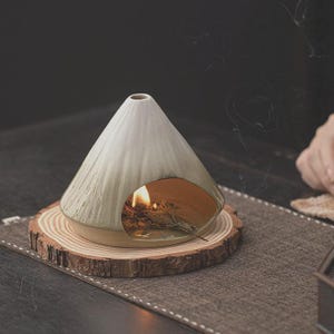 Terracotta Palo Santo Holder - Modern Chiminea Incense Burner for Yoga, Meditation, and Energy Cleansing