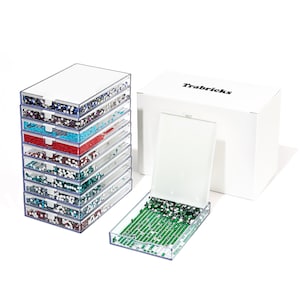 Trabricks con catene, vassoi impilabili per pittura con diamanti con coperchi, contenitori per artigianato e perline per creatori di gioielli e perline