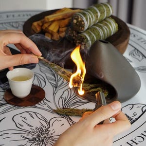 Terracotta Palo Santo Holder - Modern Chiminea Incense Burner for Yoga, Meditation, and Energy Cleansing