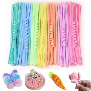 200Pcs 7Colors Pipe Cleaners for Crafts Chenille Stems Supplies Pastel Macaron Color Pipe Cleaner Crafts for DIY Art and Craft Projects