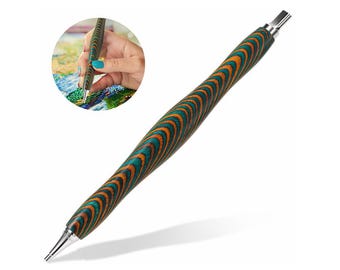 Handmade Rainbow Wood Diamond Painting Pen with Metal Tips