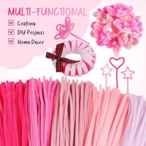 500 Pcs Pink Pipe Cleaners Valentines Day Chenille Stems for DIY Hand Arts Chenille Stems Pipe Cleaners for Flowers Wrapping Party