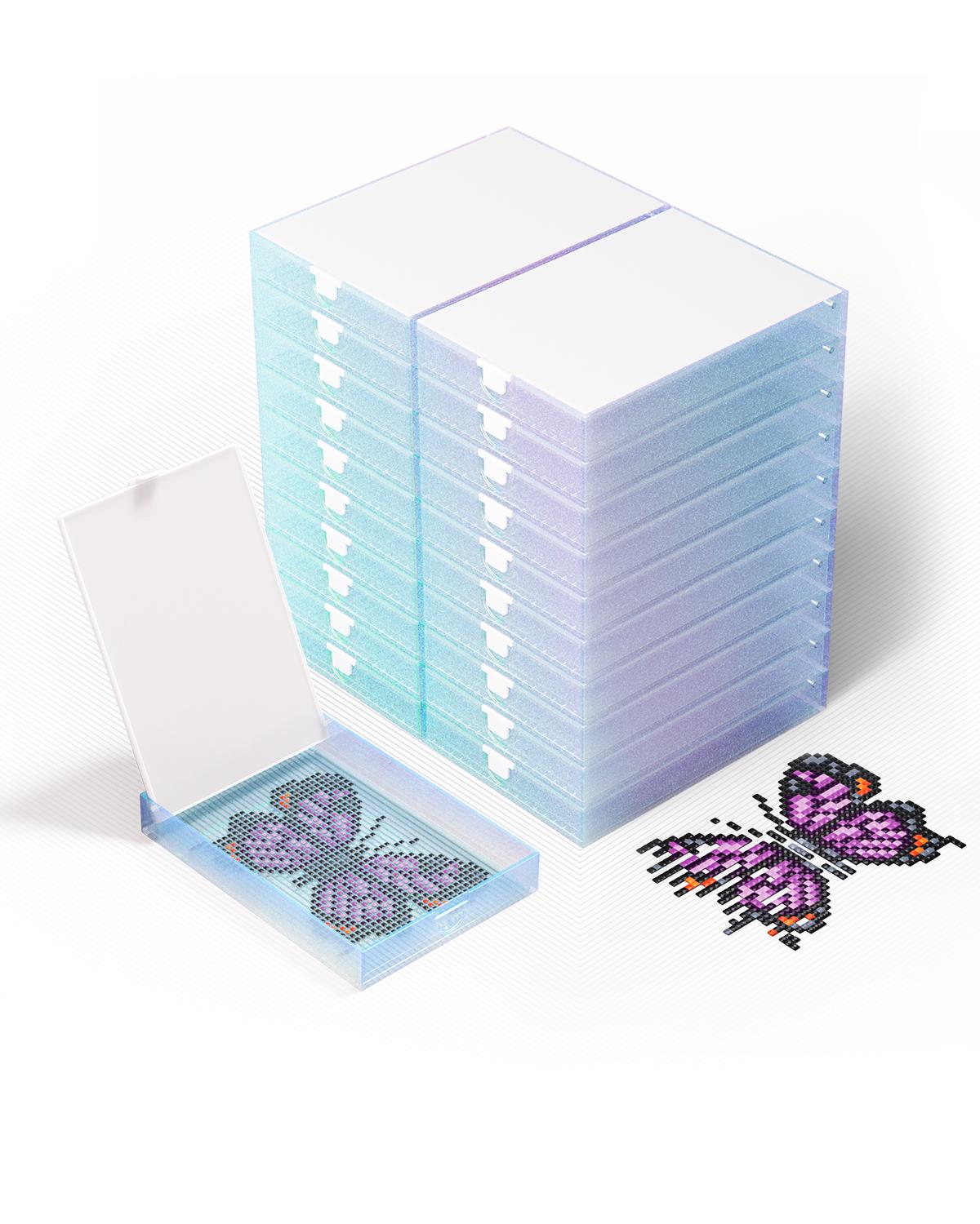 Cateared Trabricks, Stackable Diamond Painting Trays With Lids