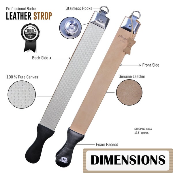 Genuine Leather Strop Sharpening Strop with Handles Long Double-Sided Strop for Sharpening Straight Razors of All Kinds