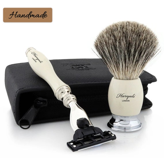 Kit da barba bagnato professionale da barbiere da uomo Rasoio da