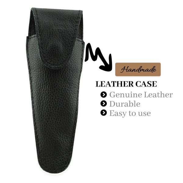 Genuine Leather Razor Cover Travel Razor Case for All Types of Razors Handmade Black