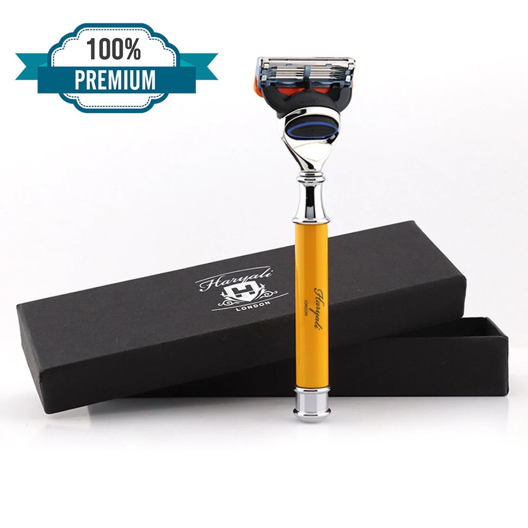 5 Blade Men's Razor for Shaving Metallic Shaving Razor Straight Handle ...