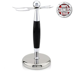 Handmade Shaving Luxury Black Razor Brush Holder Wet Shave Brush Razor Holder Chrome Finished Stand