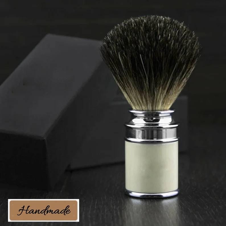 Handmade Professional Black Badger Shaving Brush with Metal Handle Drum Shape Shaving Brush