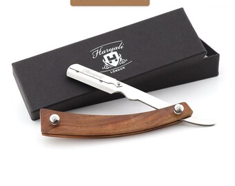 Straight Razor Classic Wooden Handle Cut Throat Razor Zero Waste Single Edge Razor Vegan