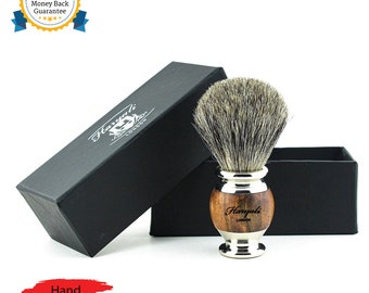 Luxury Wood and Metal Shaving Brush Super Grade Badger Shaving Brush for Men Hand Made Gift