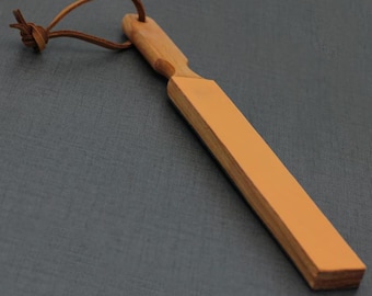 Handmade Leather Paddle Strop: Wooden Handle, 2-Sided Sharpening Tool
