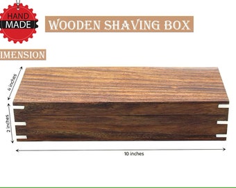 Traveling Wood Shaving Box, Antique Style - Wooden Classic Shaving Kit