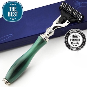 Handmade 3 Edge Men&#39;s Razor for Shaving Horn Imitation Handle Shaving Razor Luxury Shaving Razor for Men