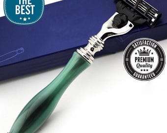 Handmade 3 Edge Men&#39;s Razor for Shaving Horn Imitation Handle Shaving Razor Luxury Shaving Razor for Men