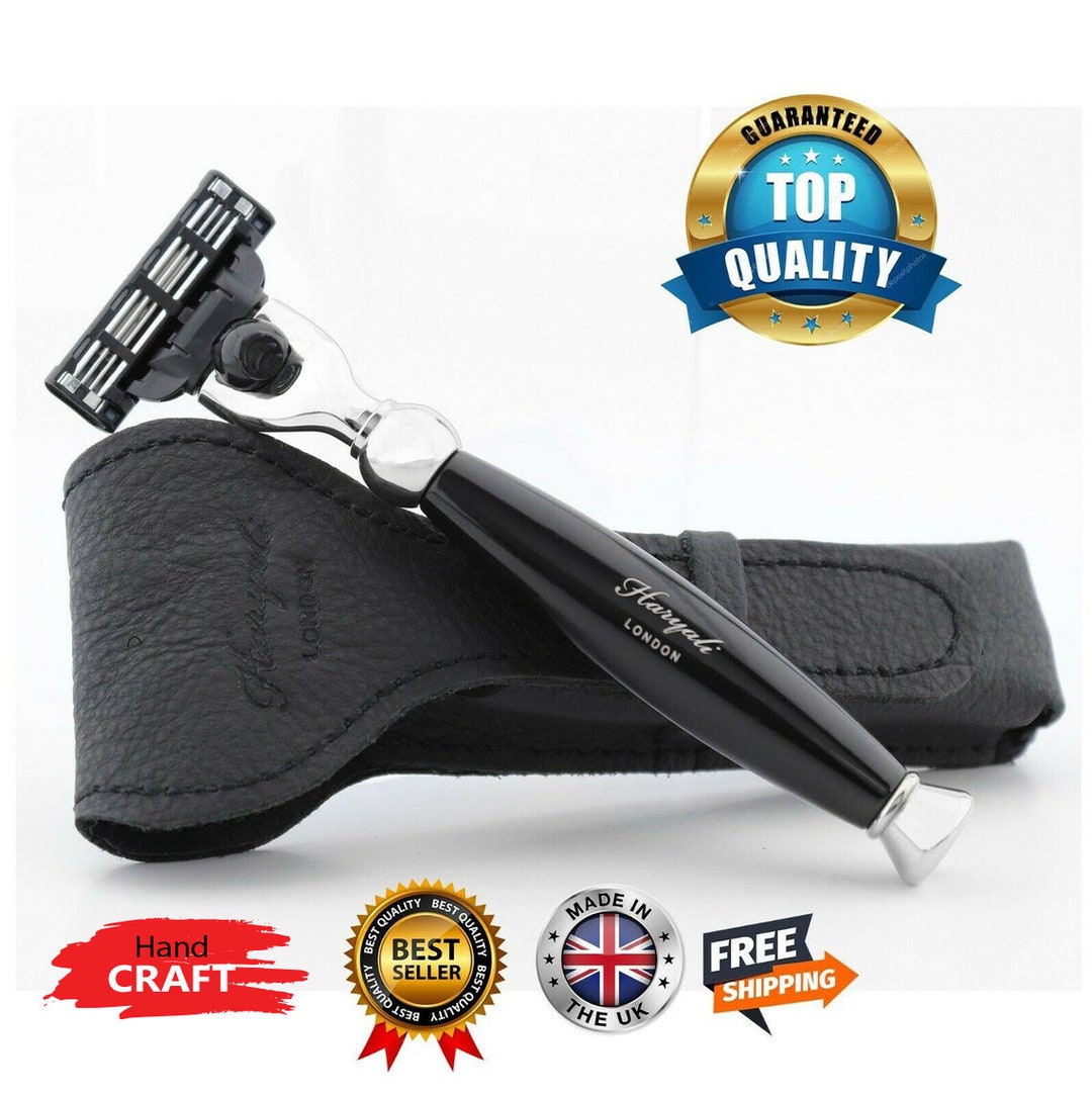 3 Blade Men's Razor for Shaving With Leather Razor Cover Etsy