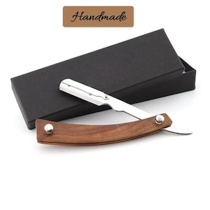 Handmade Vegan Classic Wooden Handle Cut Throat Razor Zero Waste Single Edge Straight Razor