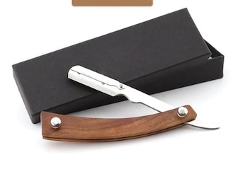 Handmade Vegan Classic Wooden Handle Cut Throat Razor Zero Waste Single Edge Straight Razor