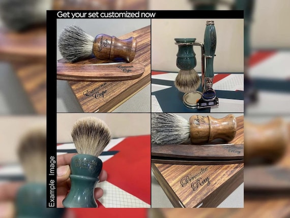 Kit de afeitado de madera Premium de 5 piezas para hombres, brocha de  afeitar de tejón