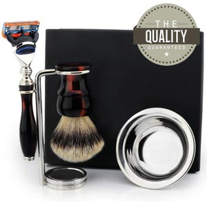 Handmade Shaving Kit for Men Synthetic Silvertip Shaving Brush 5 edge Razor Stand Shaving Soap Bowl Men&#39;s Shaving Kit