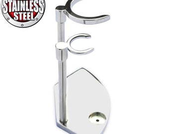 Handmade Luxury Stainless Steel Brush and Razor Holder Exclusive Slots Shaving Brush Stand and Razor Stand Shaving Stand for Quick Drying
