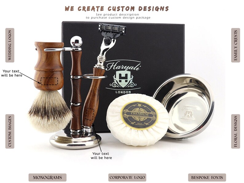 Silver tip Badger Brush, 3 Edge Blades Razor, Steel Bowl, Stand Silver tip Badger Brush, 3 Edge Blades Razor, Steel Bowl, Stand