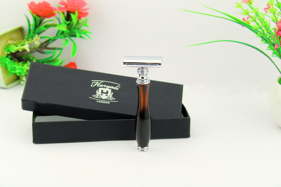 Resin Razor Handle Double Edge Men's Safety Razor Resin Handle, Stainless Steel Light ...