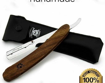 Straight Razor Wooden Handle Cut Throat Razor Zero Waste Single Edge Razor