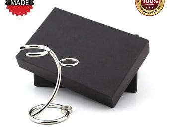 Handmade Stainless Steel Brush and Razor Holder Chrome Shaving Brush Stand and Razor Stand Curved Shaving Stand for Quick Drying