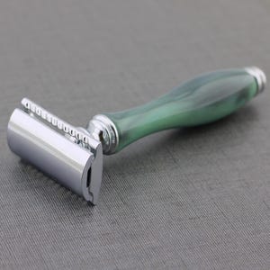 Handmade Double Edge Safety Razor Resin Handle Men&#39;s Razor for Shaving Reusable Razor Hand Assembled Zero Waste