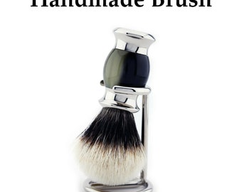 Premium Grade Silvertip Badger Shaving Brush and Stainless Steel Shaving Stand with Shaving Brush for Men