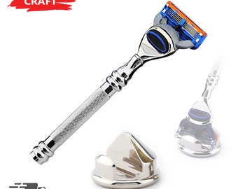 5 Edge Men's Razor for Shaving With Stainless Steel Razor Holder Metal Handle Shaving Razor Gift