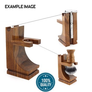 Handmade Wooden Shaving Stand Brush and Razor Holder Dual Shaving Stand Vegan Shaving Brush Stand and Razor Stand gifte gifts gifted